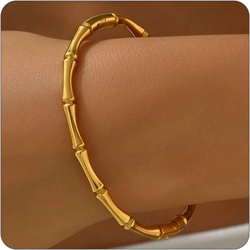 Titanium Steel Gold Plated Bangles Bracelet for Women Girls Gifts Trend Waterproof Jewelry Luxury Sparkling Zircon Open Bangle