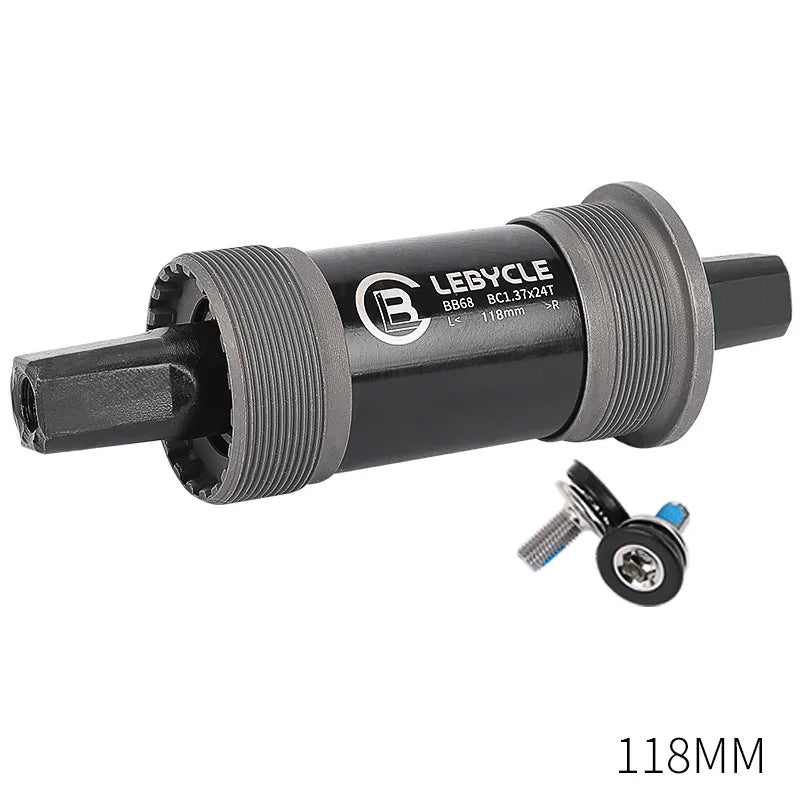 LEBYCLE MTB Road Bicycle Square Bottom Bracket BB68 Threaded Bottom Bracket Bike Hollow Axle 113/120/122.5/124.5/126mm