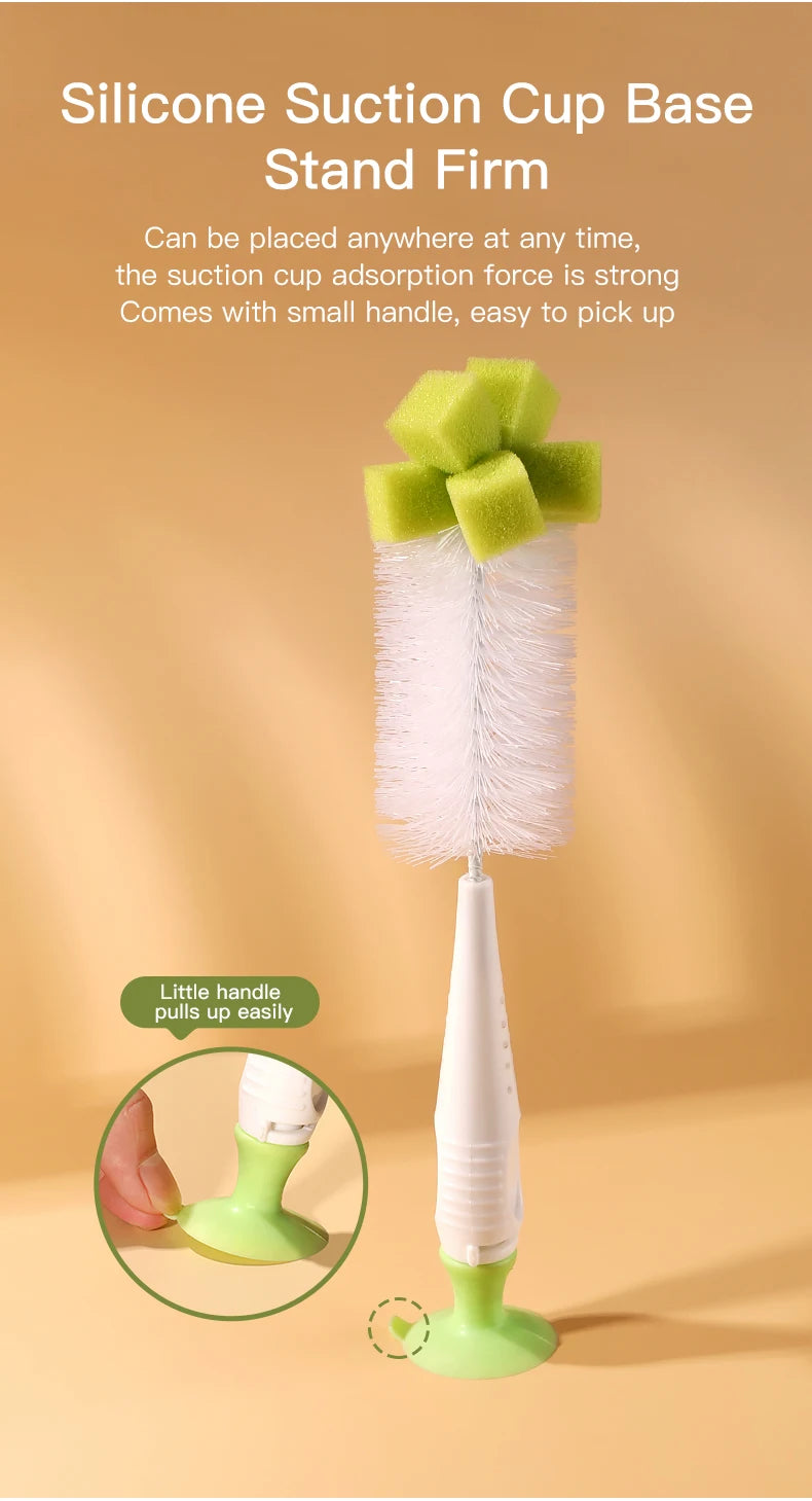 SAIDAH Simple Nylon Sponge Suction Feeding Bottle Nipple Pacifier Brush Set Water Sippy Vacuum Cup Cleaning(2 in 1)