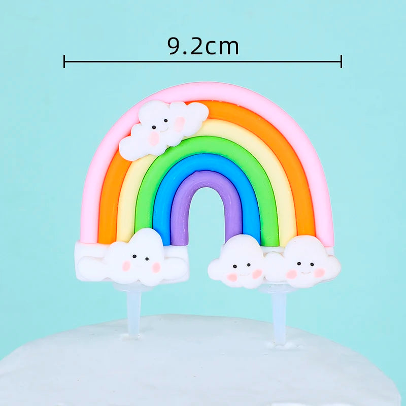 9 pcs unicorn rainbow cake topper unicorn with rainbow clouds stars Happy birthday cake decorations for girls one year old party