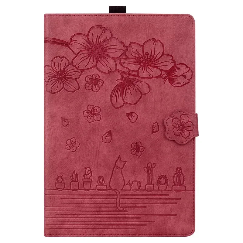For Samsung Galaxy Tab S7 FE 12.4 Tablet Case Cute Cat Flower Funda For Galaxy Tab S10 Plus S9 FE S7 S8+ A9 Plus 11 12.4 Cover