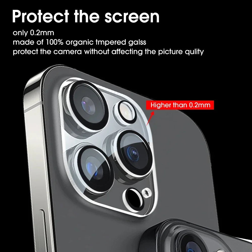 1-5Pcs Tempered Glass for iPhone 16 15 14 13 Pro Max Plus Mini Camera Lens Protector Black Circle Protective Lens Film Cover