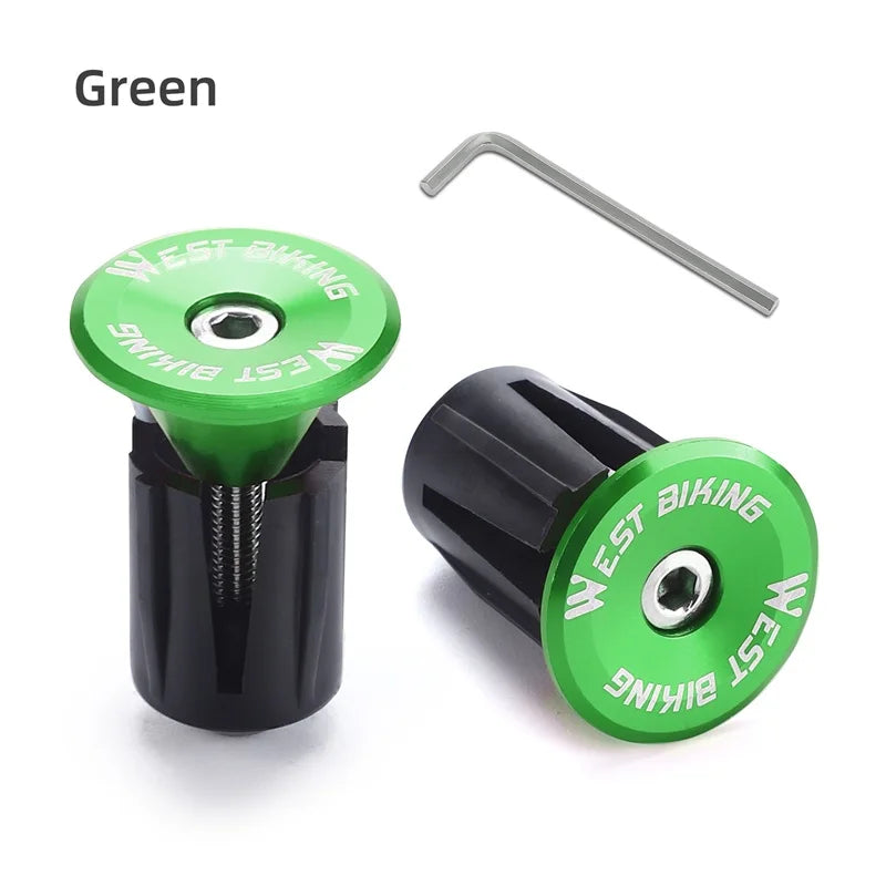 WEST BIKING MTB Road Bike Handlebar End Plugs Aluminum Alloy Handle Bar End Cap BMX Bike Grip Multi-color Cover Bicycle Accessor