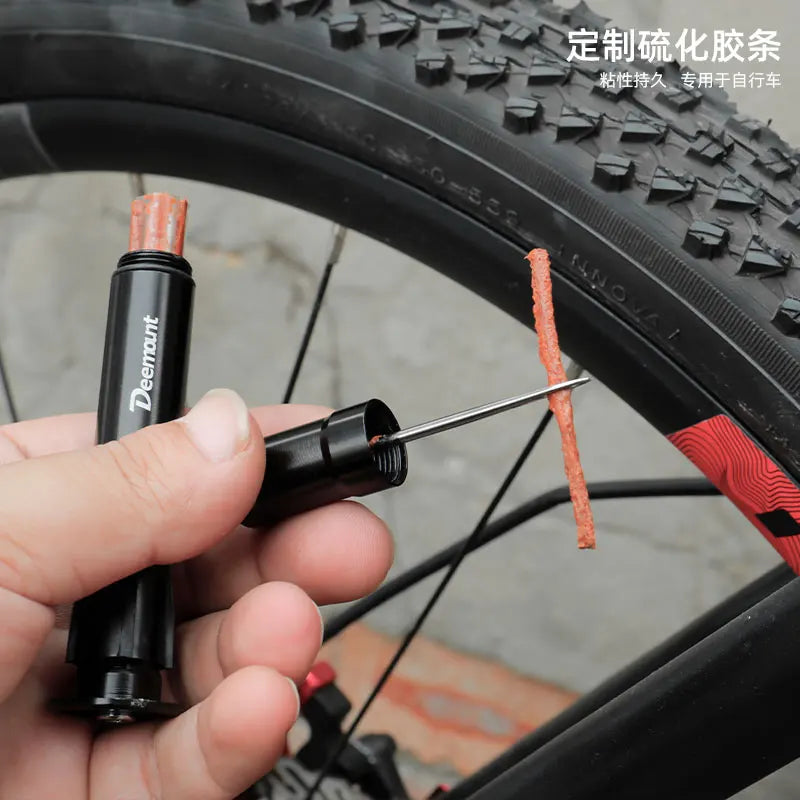Deemount original Bicycle Tubeless Tire Repair Tool Tyre Drill Puncture for Urgent Glue Free Repair Optional Rubber Stripe