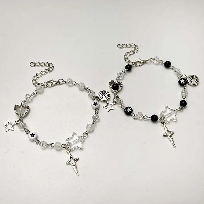 Fashion Couple Beads Bracelets Love Heart Star Handmade Y2K Charm Anime Beaded Kawaii Friendship Couple Bracelet Jewelry