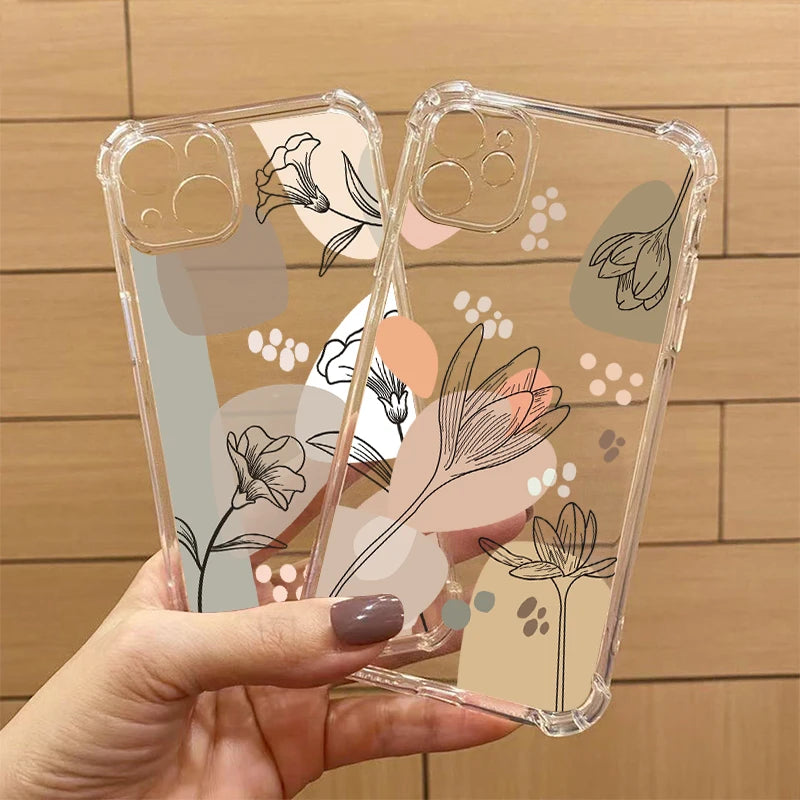 P ixel 8 Pro Plant Flower Transparent Phone Case For Google Pixel 8Pro 7A 8A 6 8 9 6Pro 9ProXL 7Pro 6A 7 9Pro Cover