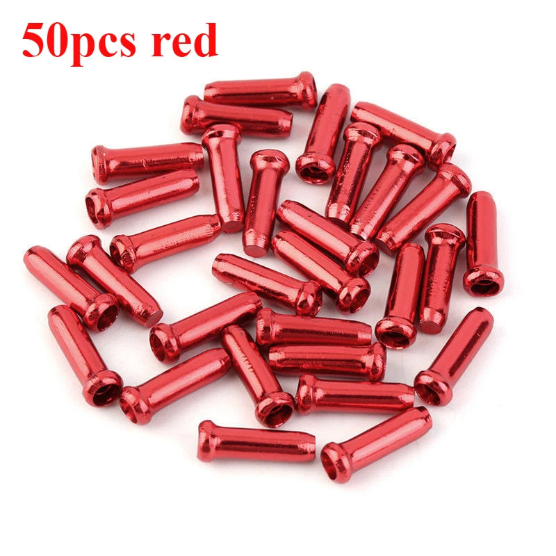 50/100pcs Bicycle Cable End Caps Aluminum Alloy Bike Brake Shifter Cable Tips Wire End Cap Multiple Colors Bike Line Core Caps