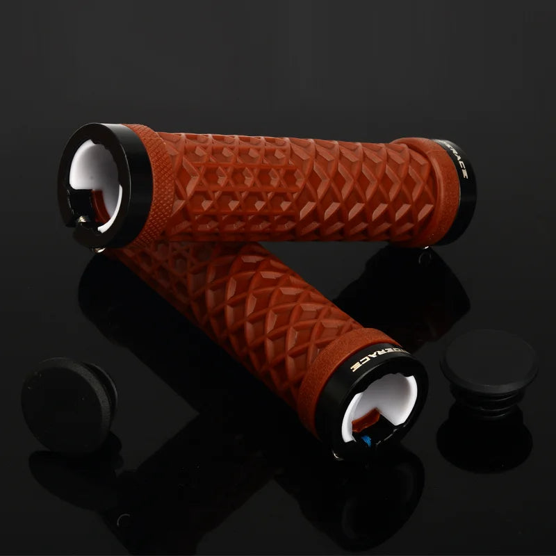 RIDERACE Bicycle Handlebar Grips Soft Rubber MTB Mountain Bike Lock on Handle Bar Cover Shockproof Anti-Slip Ergonomic Cycling