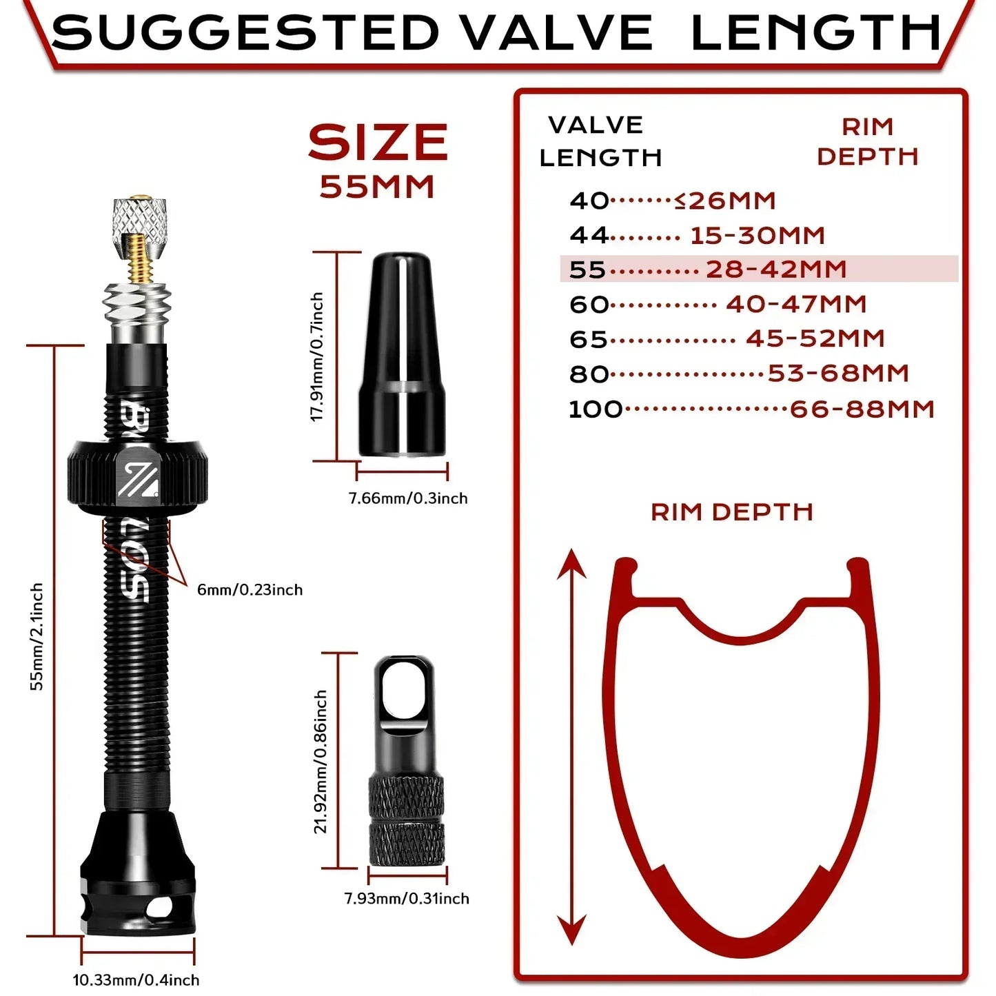 BUCKLOS Bike Tubeless Valve 40MM 44MM 55MM 60MM Road Mountain Bicycle Presta Valves High Quality Tire Nipple MTB Accessories