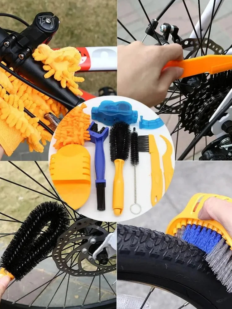 Portable Chain Cleaner MTB Cycling Cleaning Kit Bicycle Scrubber Brushes Set Bike Wash Repair Tool for Road Cycling