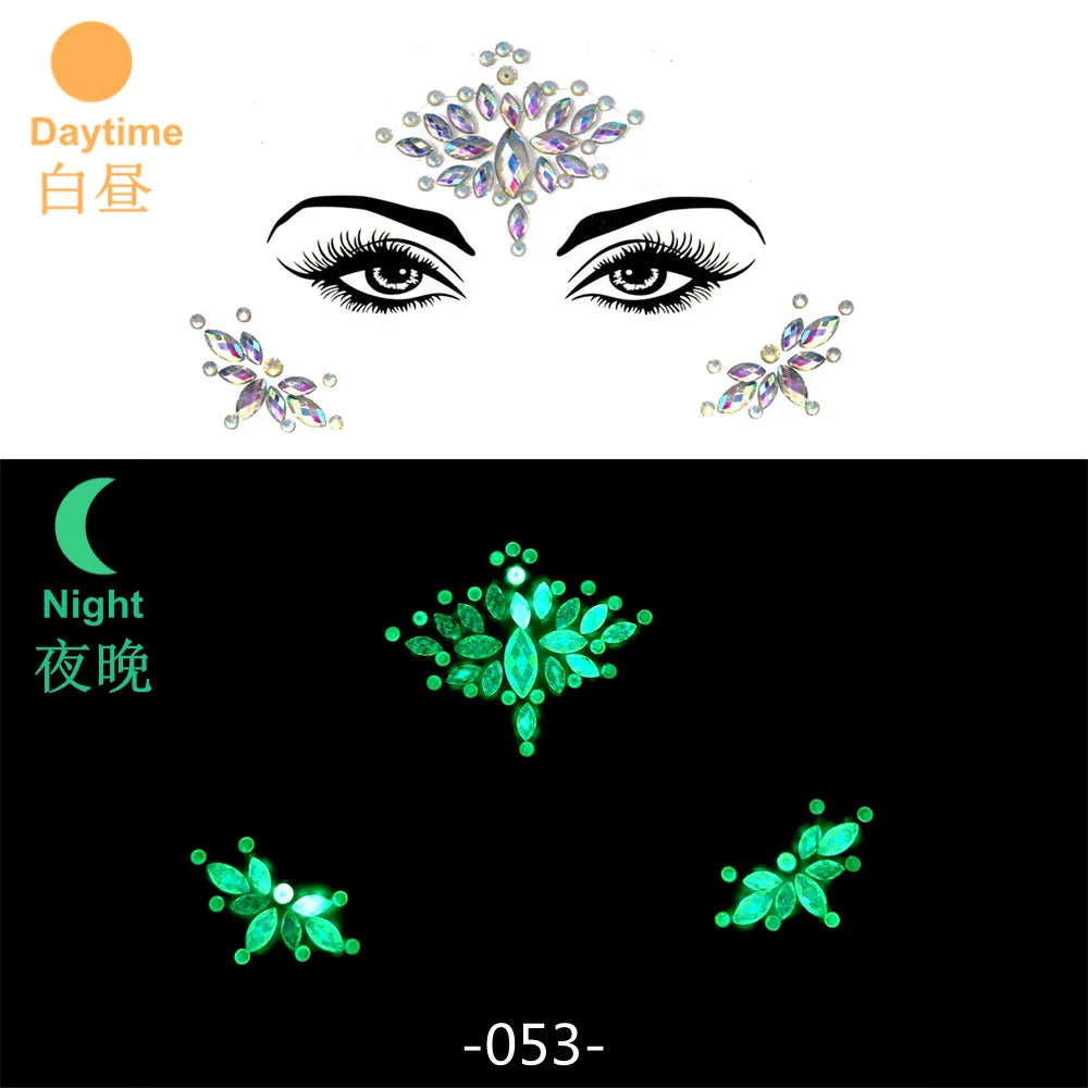 3D Rhinestone Bright Face stickers for festival Glitter Makeup Jewelry Sticker on Face crystals Gems jewels diamonds decoration