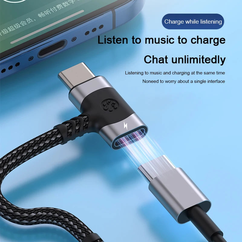 2 in 1 USB C Splitter PD Fast Charger Cable Type C to 3 5 Jack Audio Adapter For Samsung S24 S23 S22 S21 Ultra A54 A53 iPhone 15