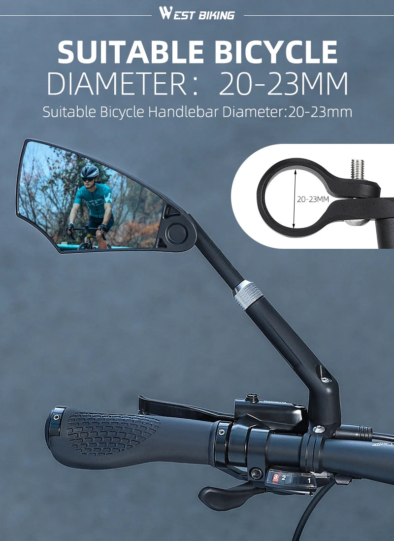 WEST BIKING Anti-Glare Bicycle Mirror Handlebar Rear View Wide Range Back Sight Reflect electric scooter Mirror bike accessories