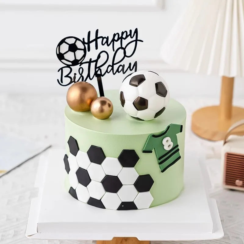 Football Boy Cake Decoration Football Field Player Doll Cupcake Top Happy Birthday Decoration Sports Children's Party Supplies