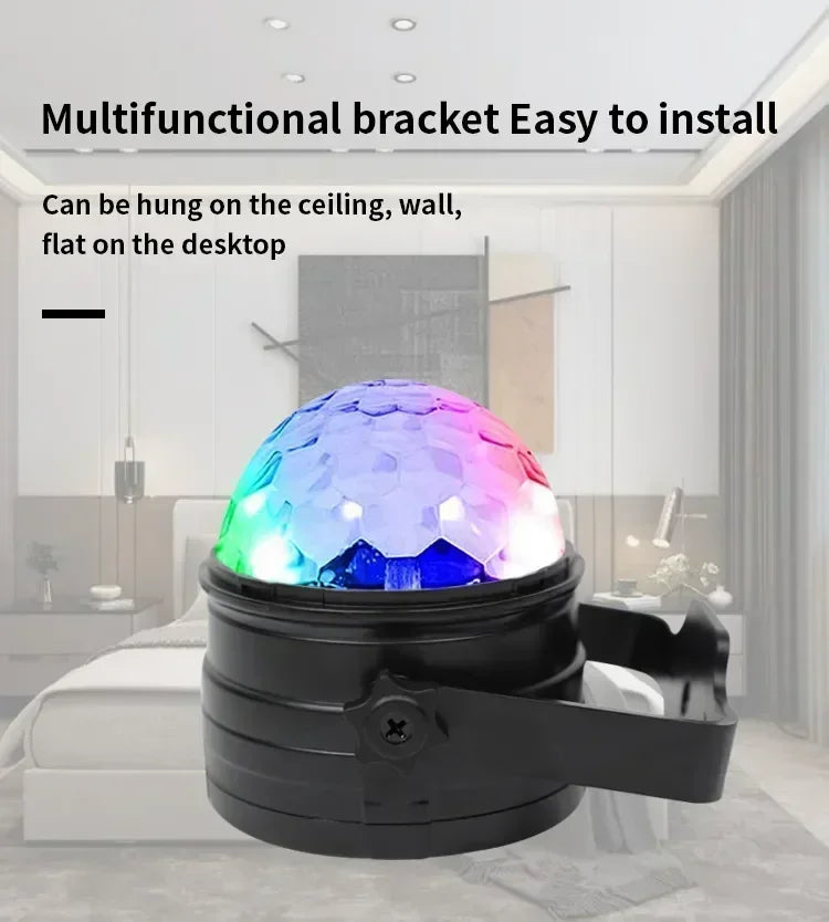 RGB LED Stage Disco Light Rotating DJ Ball Strobe Remote Sound Control Magic Dance Car Christmas Gift Party Club Laser Show Lamp