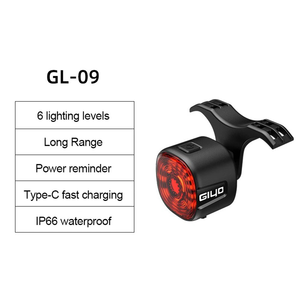 New Bicycle Smart Brake Tail Light MTB Road Bike Auto Brake Sensing Light USB Rechargeable IP66 Waterproof LED Warning Rear Lamp