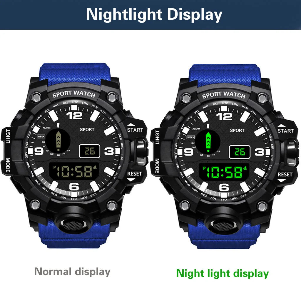 YIKAZE Sports Watch Men's LED Digital Watches Multifunction Military Waterproof Fitness Electronic Watch For Man