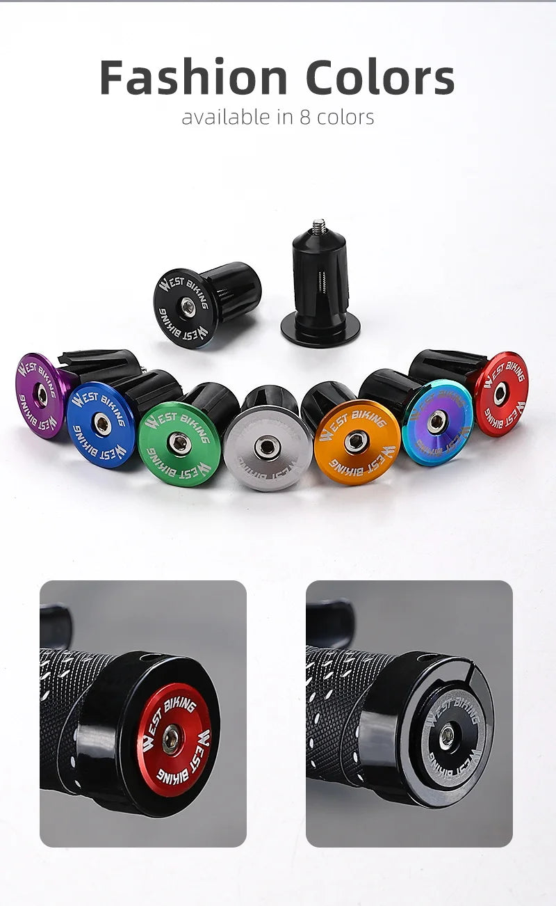 WEST BIKING MTB Road Bike Handlebar End Plugs Aluminum Alloy Handle Bar End Cap BMX Bike Grip Multi-color Cover Bicycle Accessor