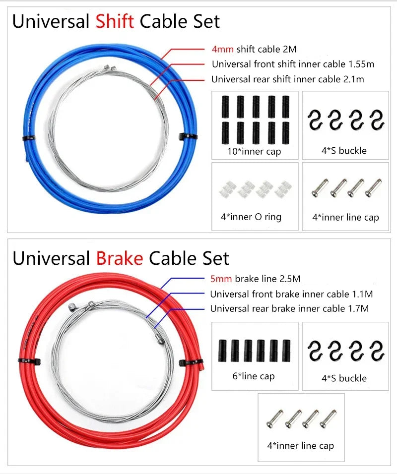 RGO Bicycle Brake Cable Housing Group Set For MTB Mountain Bike Derailleur Shifter Lever Cable With Bike Cable Cap
