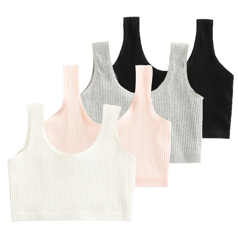 4 Pcs/Lot Teen Girl Sports Bra Kids Top Camisole Young Puberty Small Training Bra For 8-16 Years Girls Training Bra