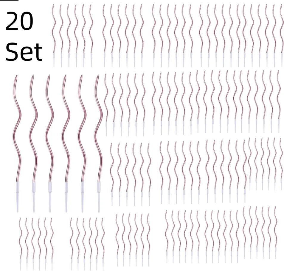 6/120/96Pcs Curved Cake Candles Birthday Baby Shower Gender Reveal Cupcake Decorating Candle Toppers Wedding Party Decorative