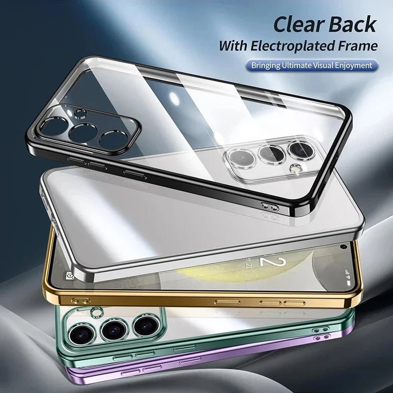 Luxury Glitter Plating Silicone Soft Case For Samsung Galaxy S25 S24 S23 FE Plus Ultra Transparent Clear Shockproof Back Cover