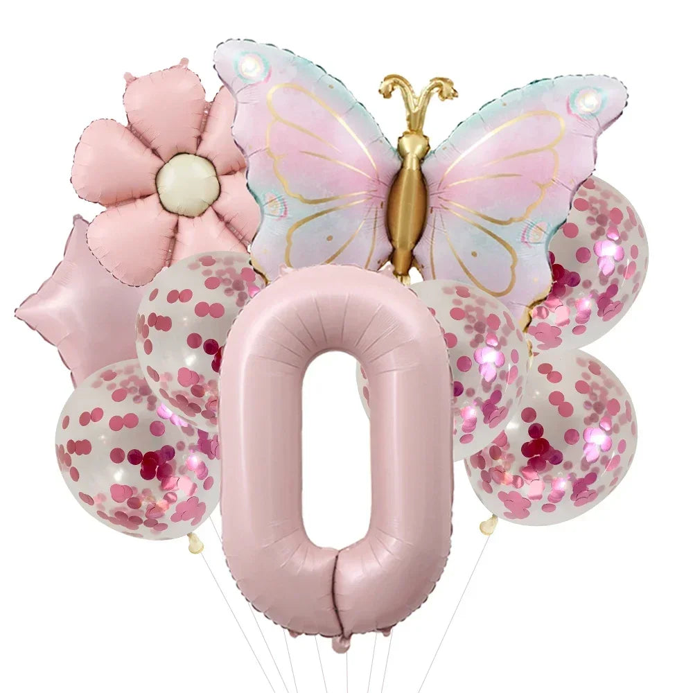 Butterfly Balloons 5th Birthday Decor for Girls Pink Butterfly Foil Balloons for Butterfly Themed Party Wedding Birthday Decors