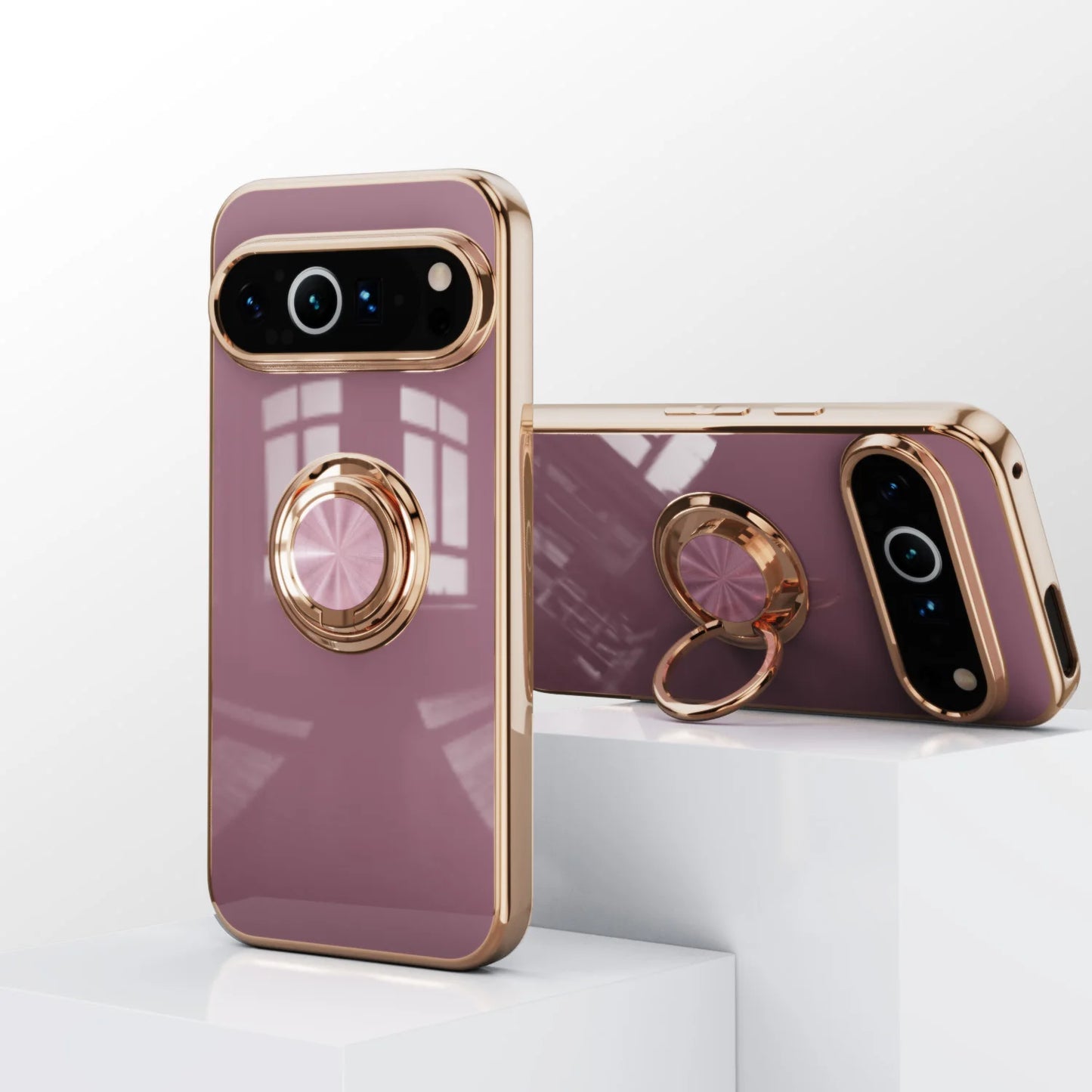 Flexbile Shockproof Plating Ring Holder Phone Case For Google Pixel 9 Pro XL 8A 8 Pro Cover Stand Back Shell Capa Funda Coque