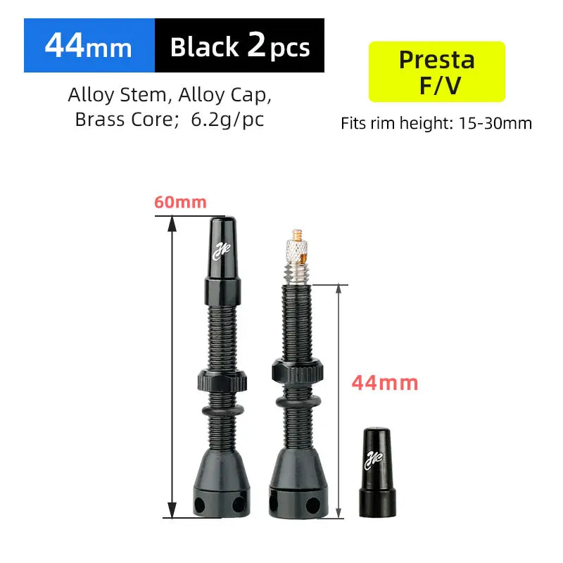 Bicycle F/V Tubeless Valve 44 60 80mm W/Tool Optional For Gravel Bike Aluminum alloy Pole Brass Core Presta Valve Cycling Parts