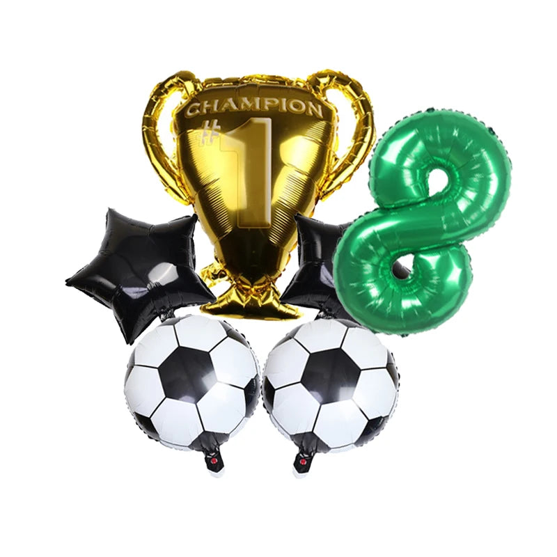 32inch Green Digital Number Foil Ballon Trophy Football Helium Balloons Kids Gifts Birthday Party Football theme Decoration