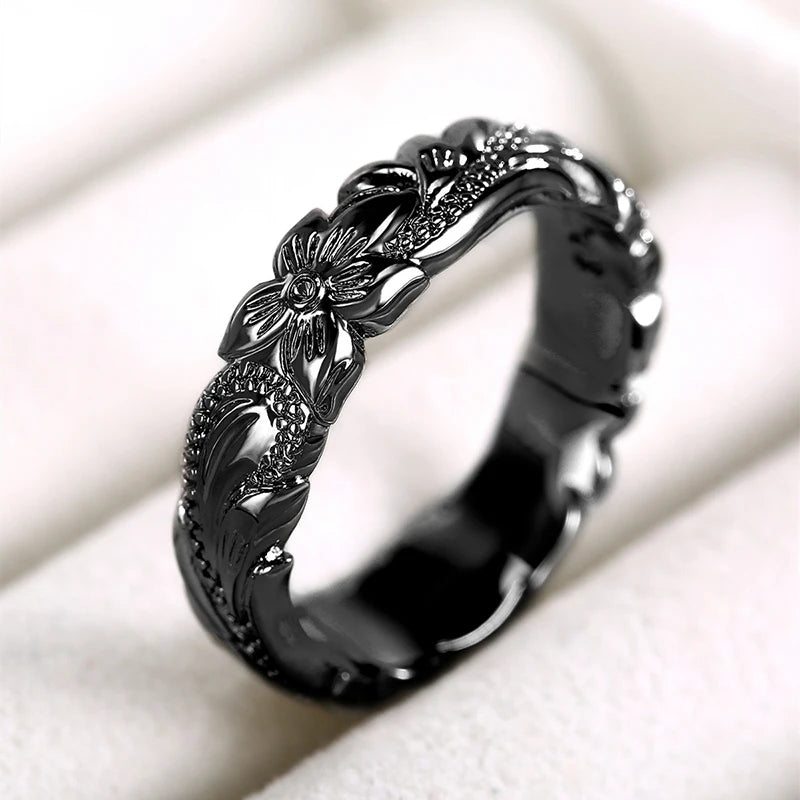 Elegant Carved Flower Pattern Band Classic Women Engagement Wedding Rings High Quality Delicate Female Accessories Rings