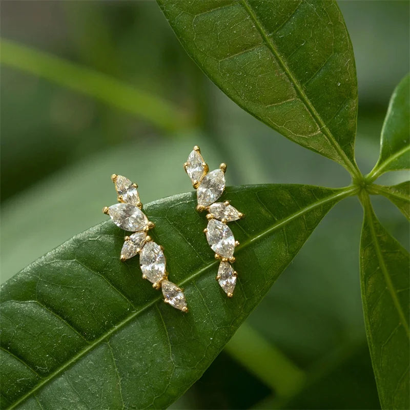 Dainty Stud Earrings with Crystal Cubic Zirconia Simple Stylish Ear Piercing Earrings for Women Trendy Jewelry Drop Ship