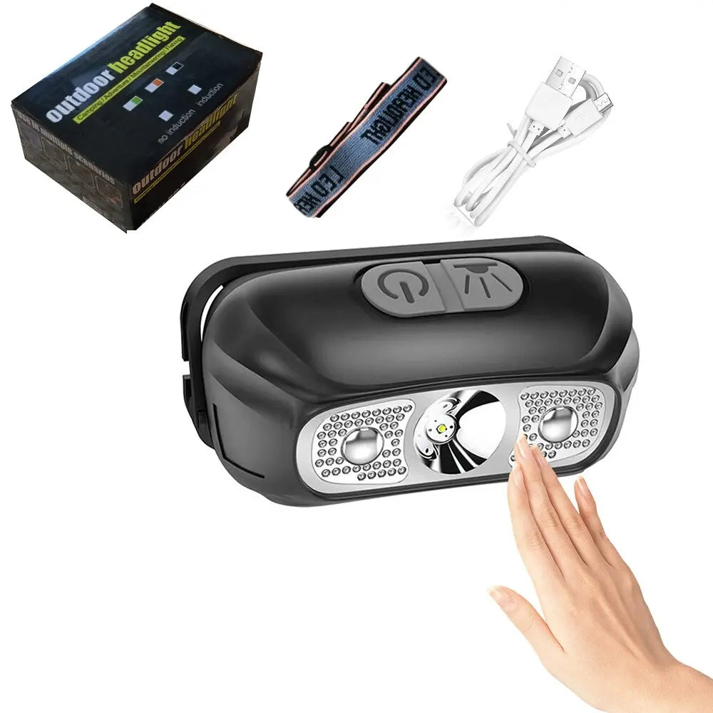 Sensor Headlamp LED High Bright Rechargeable Headlights COB Waterproof Fishing Camping Cycling Induction Head Light