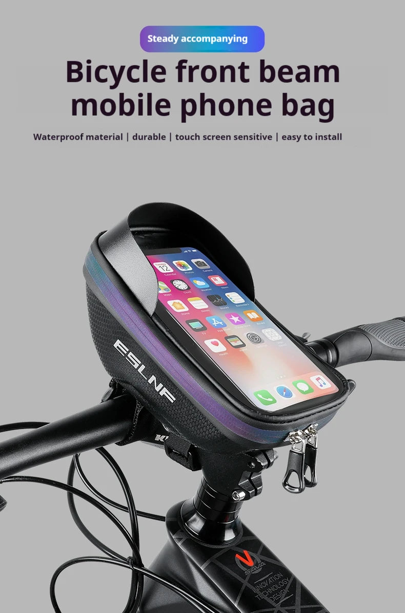 ESLNF Hard Shell Phone Bag Cycling Bag Handlebar Bag Waterproof Large Capacity Touchscreen Compatible Bicycle Accessories