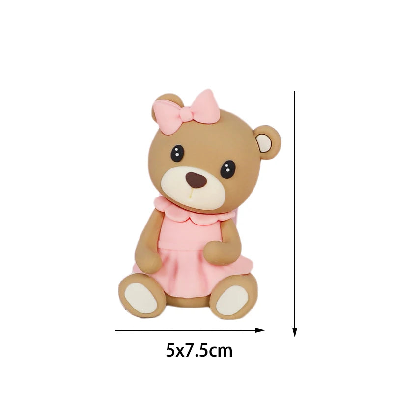 Bear Happy Birthday Decorations Wall Backdrop Banner Paper Plate Cup Gift Bags for Baby Shower Supplies Bear 1st Birthday Decor