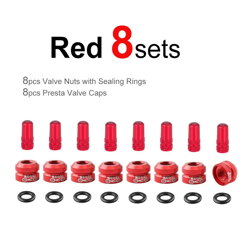 2~8sets Bicycle Tire Valve Nut with Presta Valve Cap Set MTB Road Bike Tubeless Presta Valve Protection Screw and Cover