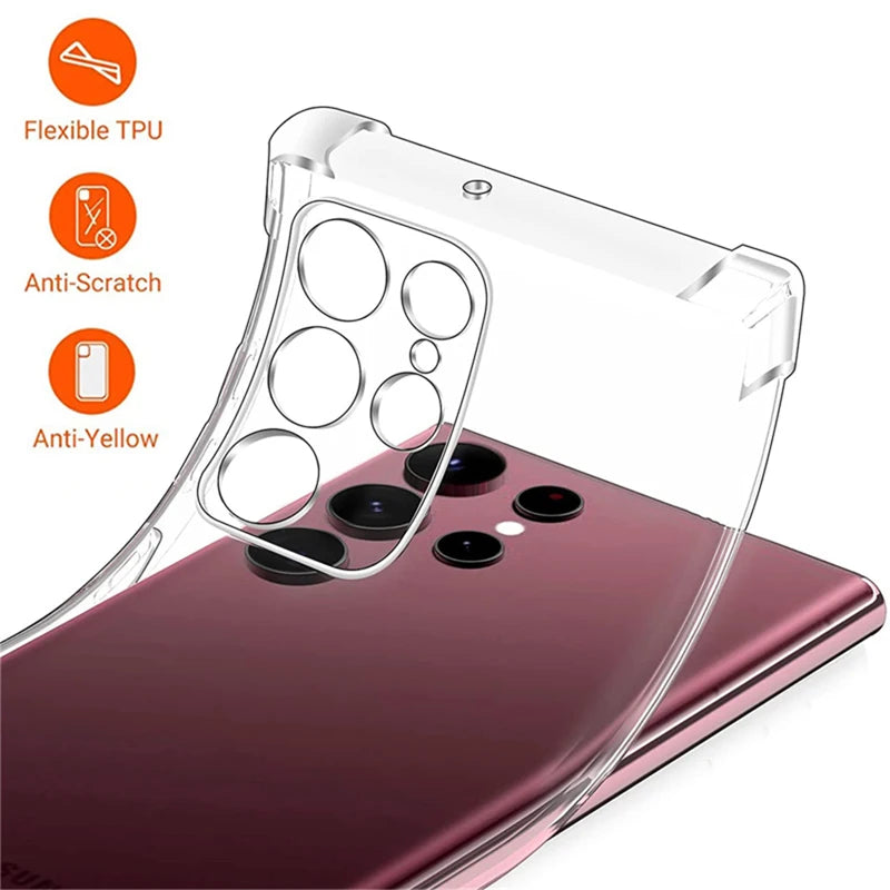 Shockproof Clear Silicone Soft Back Case For Samsung Galaxy S25 S24 S23 S22 Ultra Plus Phone Cases Covers