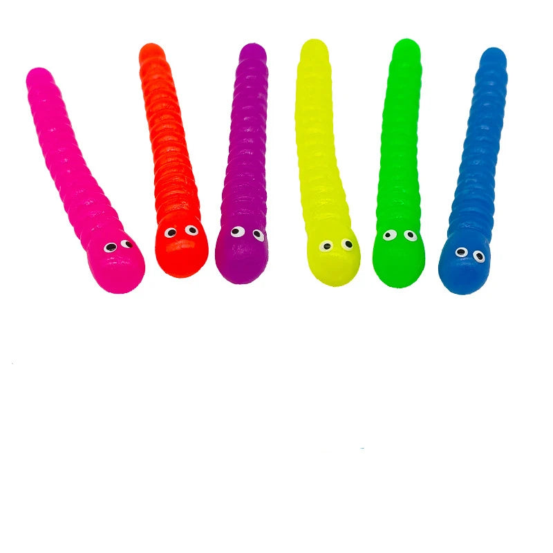 5PCS Colored caterpillar Pull Worm Noodle Fidget Toys Stretch String TPR Rope Anti Stress String Stress Relief Autism Vent Toys