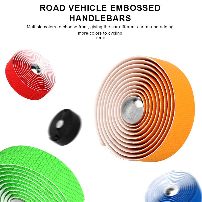 Bicycle Handlebar Tape With Bar End Plugs Non-Slip Shock Absorbing Ultralight Wear-Resistant Bike Handlebar Tape Cycling Strap