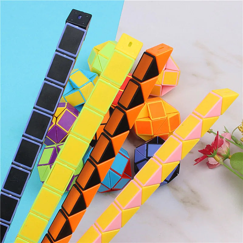 6Pcs/sets Folding Magic Snake Ruler Puzzle Antistress Cube Educational Toy Kids Birthday Party Favors Goodie Bags School Reward
