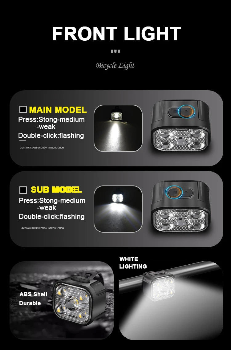 Bicycle Lights High Bright Cycling Lamp Front and Rear USB Rechargeable MTB Bike Headlight Taillight Waterproof Lantern Lighting