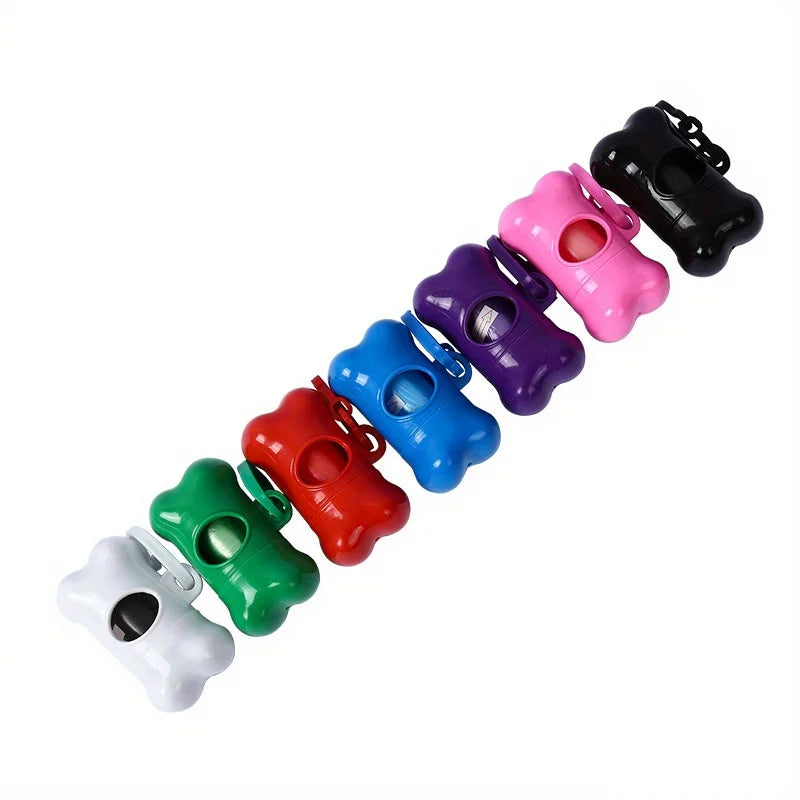Colorful Bone-Shaped Dog Poop Bag Dispensers With 1 Disposable Bags, Portable Pet Waste Holder, For Outdoor Walks And Training