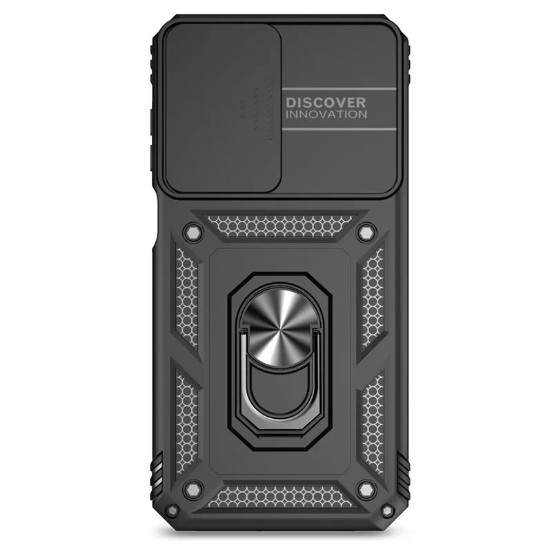 Slide Camera Lens Military Grade Armor Case For Samsung Galaxy A15 A25 A35 A55 5G Phone Holder Ring Stand Cover