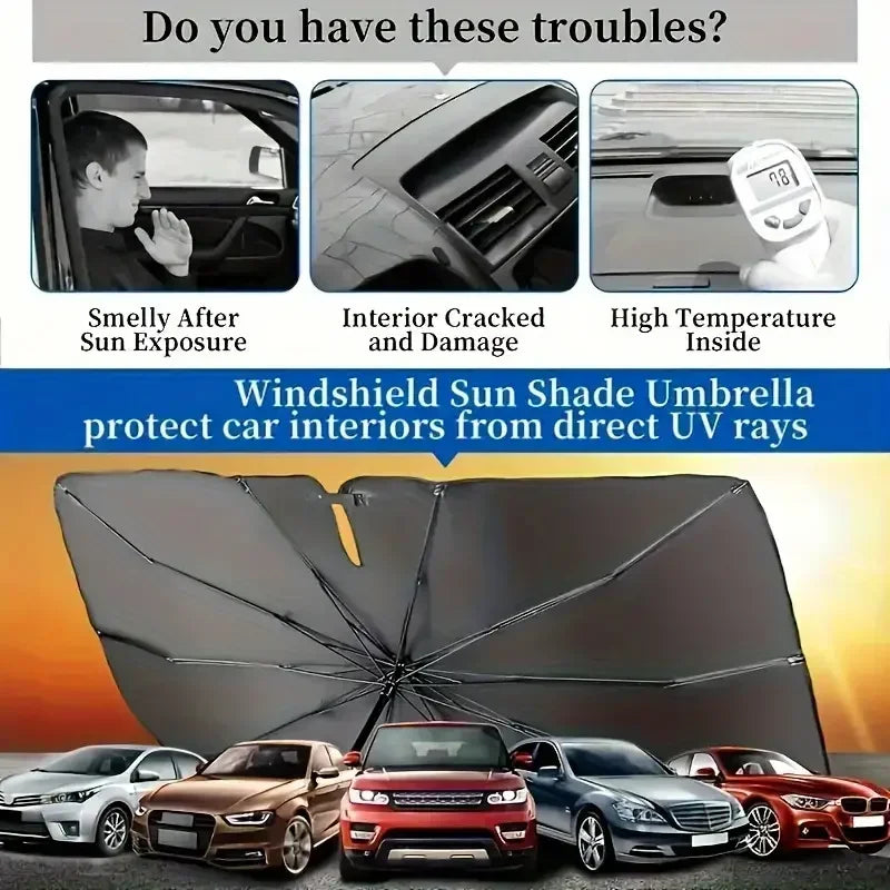Car Sunshade Umbrella For Auto Shading Car Sun Shade Protector Parasol Summer Sun Interior Windshield Protection Accessories