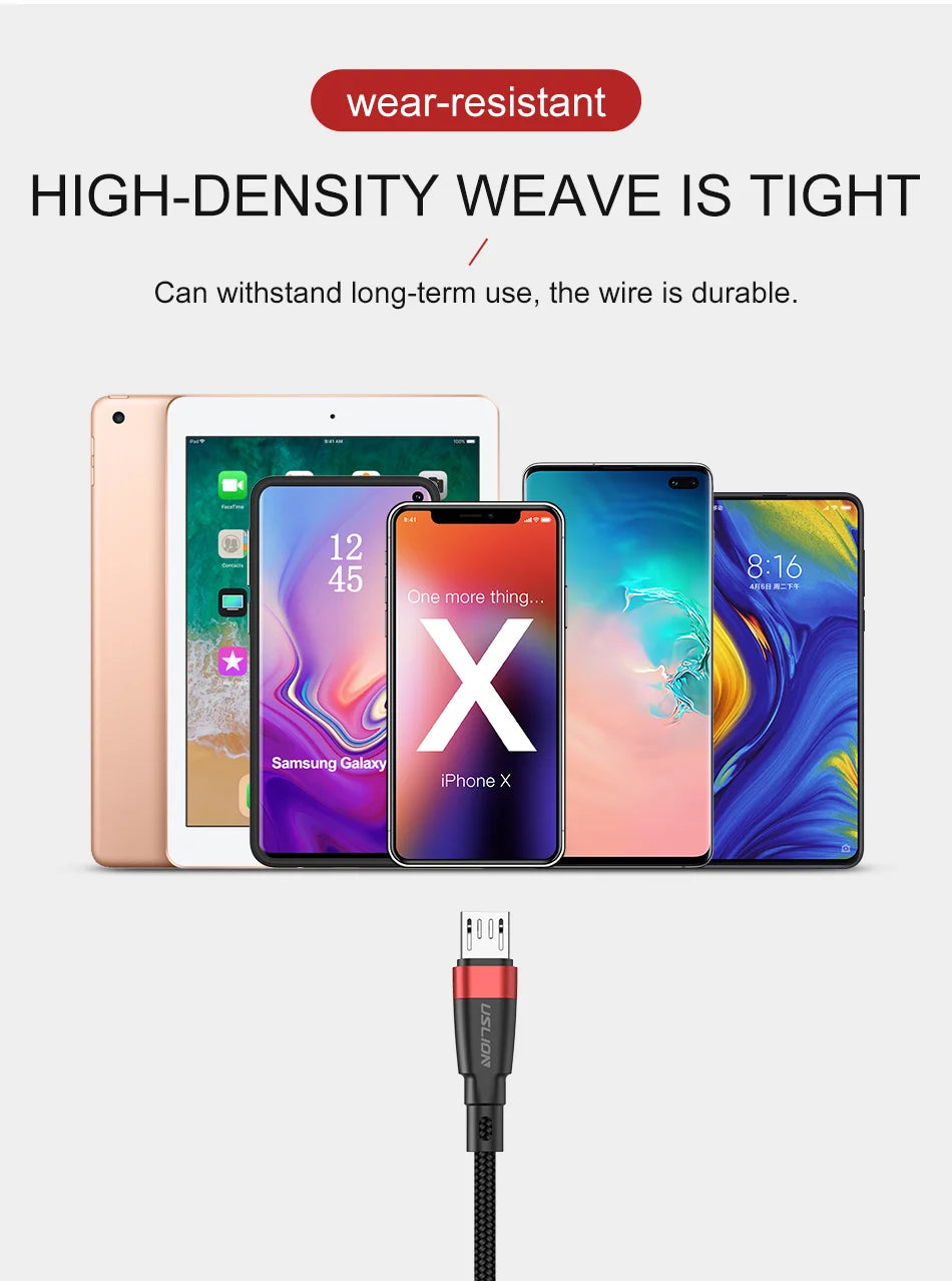 USLION 5A Micro USB Cable Fast Charger for Samsung Xiaomi LG