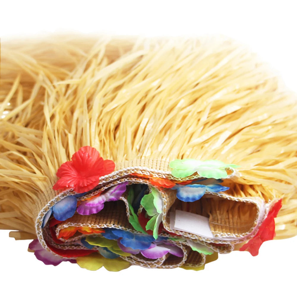 Straw Table Skirt Hawaiian Party Grass Table Skirt Themed Party For Tropical Hawaiian Sea Wedding Birthday Party Decoration
