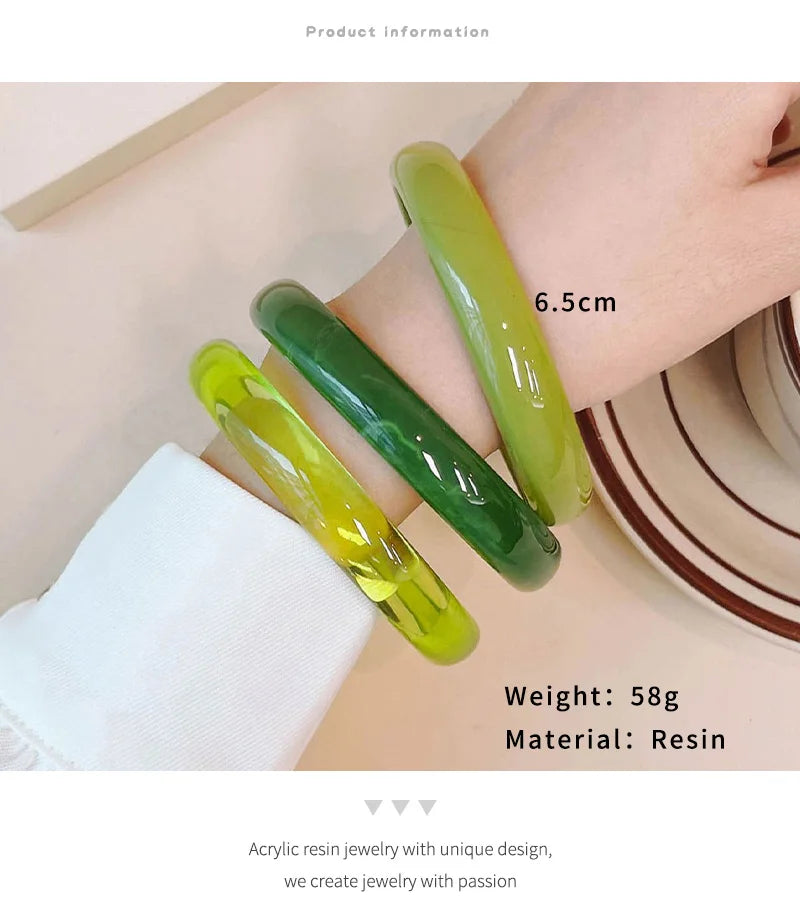 3pcs New Vintage Resin Acrylic Bangle Set for Women Jewelry Korean Cuff Bangles Bracelets with Charms Designer Round New Gifts