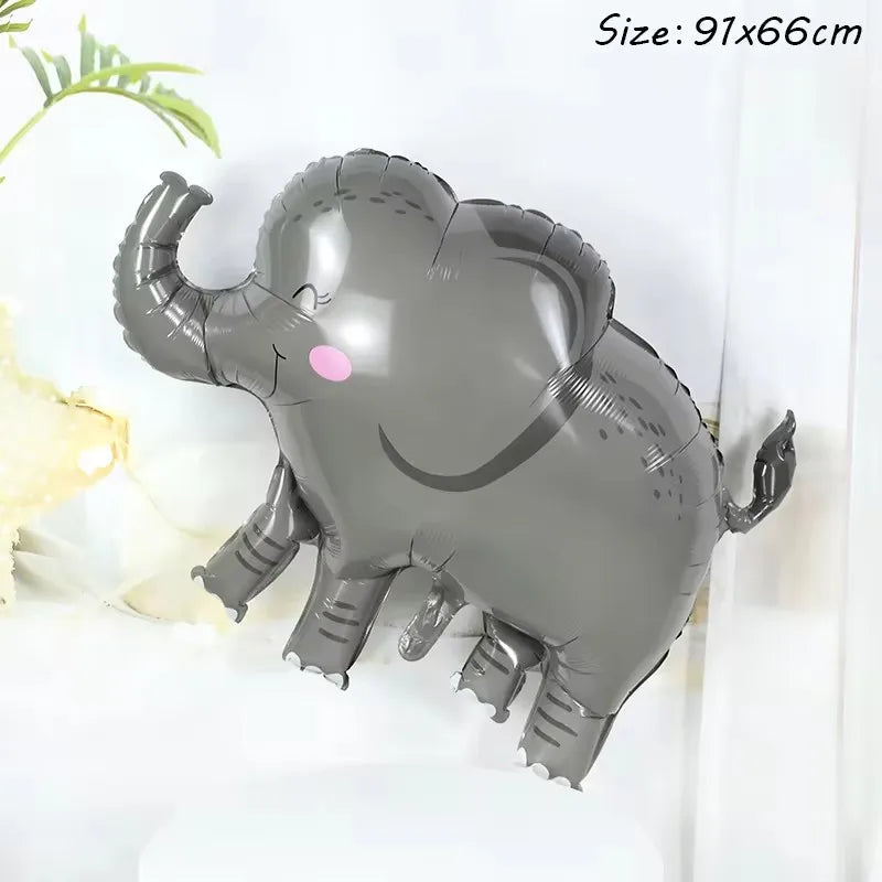 Cartoon Animal Theme Foil Balloon Jungle Safari Forest Lion Zebra Elephant Giraffe Baloon Kids Birthday Decoration Supplies