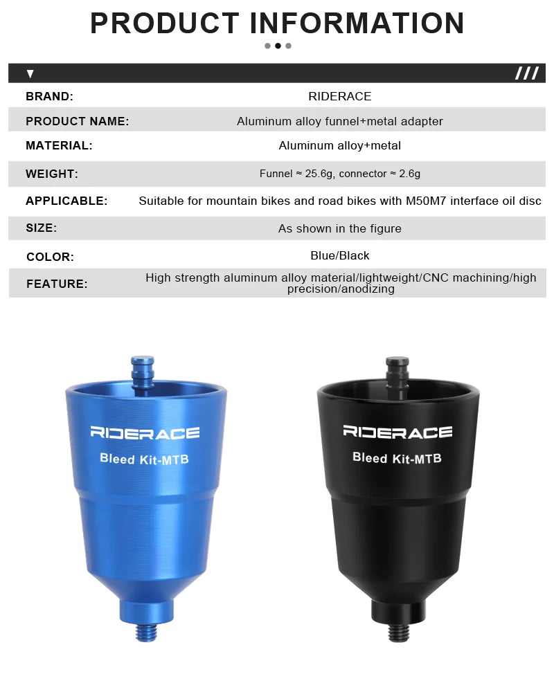 RIDERACE Bicycle Oil Funnel Bleed Kit For Shimano Road Cycling Adapter MTB Mountain Bike Hydraulic Disc Brake Bleed Repair Tools