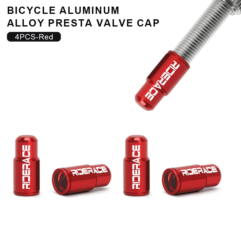 RIDERACE Bicycle Tire Valve Cap Aluminum CNC MTB Road Bike Tube Tyre Gas Nozzle Cover for AV FV Schrader Presta Valve Dustproof